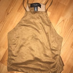 AKIRA Brown Suede Halter Top